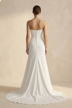 Robe de mariée blanche satinée bustier silhouette sirène - Harana