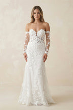 Robe de mariée ivoire en dentelle coupe sirène à décolleté cœur - Harana
