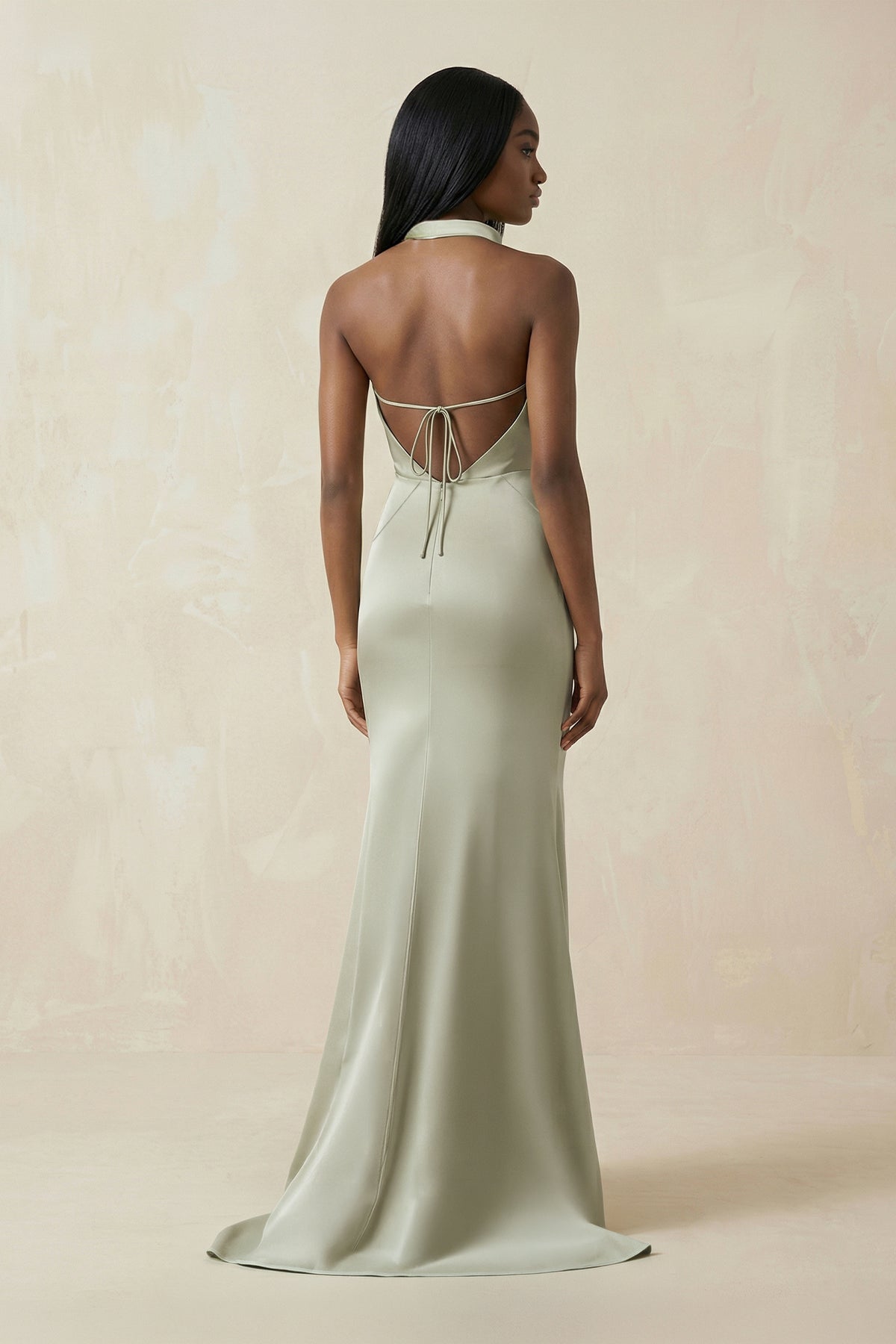 Robe demoiselle d’honneur frost longue col V sans manches avec fente - Harana