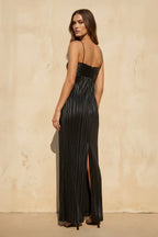 Robe longue métallisée plissée - Harana