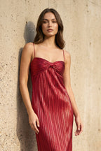 Robe longue métallisée plissée - Harana
