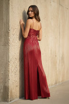 Robe longue métallisée plissée - Harana
