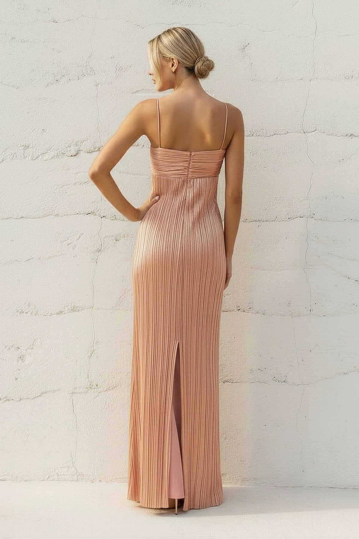 Robe longue métallisée plissée - Harana