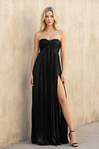 Robe longue métallisée bustier avec fente - Harana