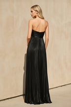 Robe longue métallisée bustier avec fente - Harana