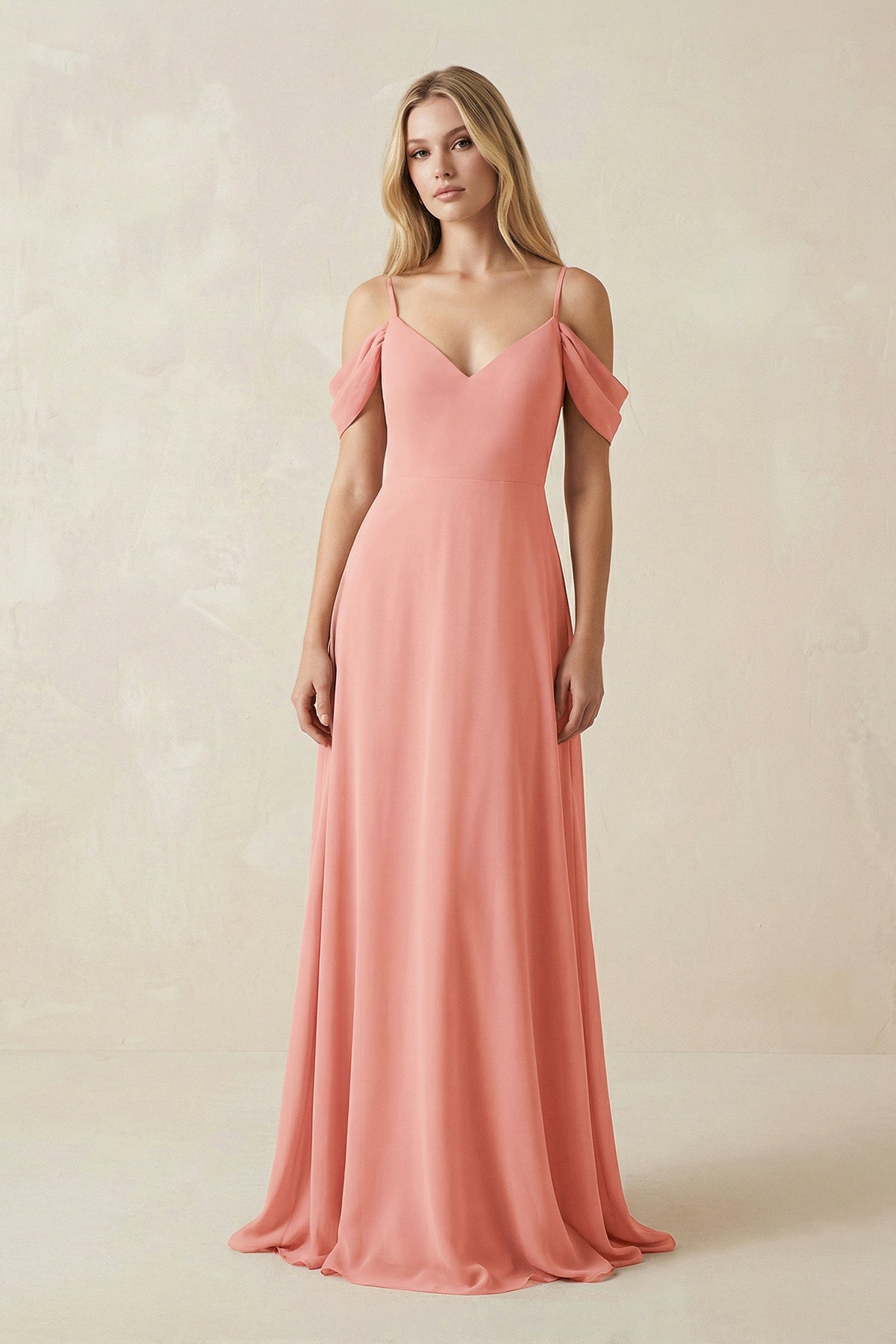 Robe demoiselle d’honneur mûre longue à épaules dénudées plissée effet drapé - Harana
