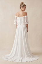 Robe de mariée blanche trapèze dentelle dos nu - Harana