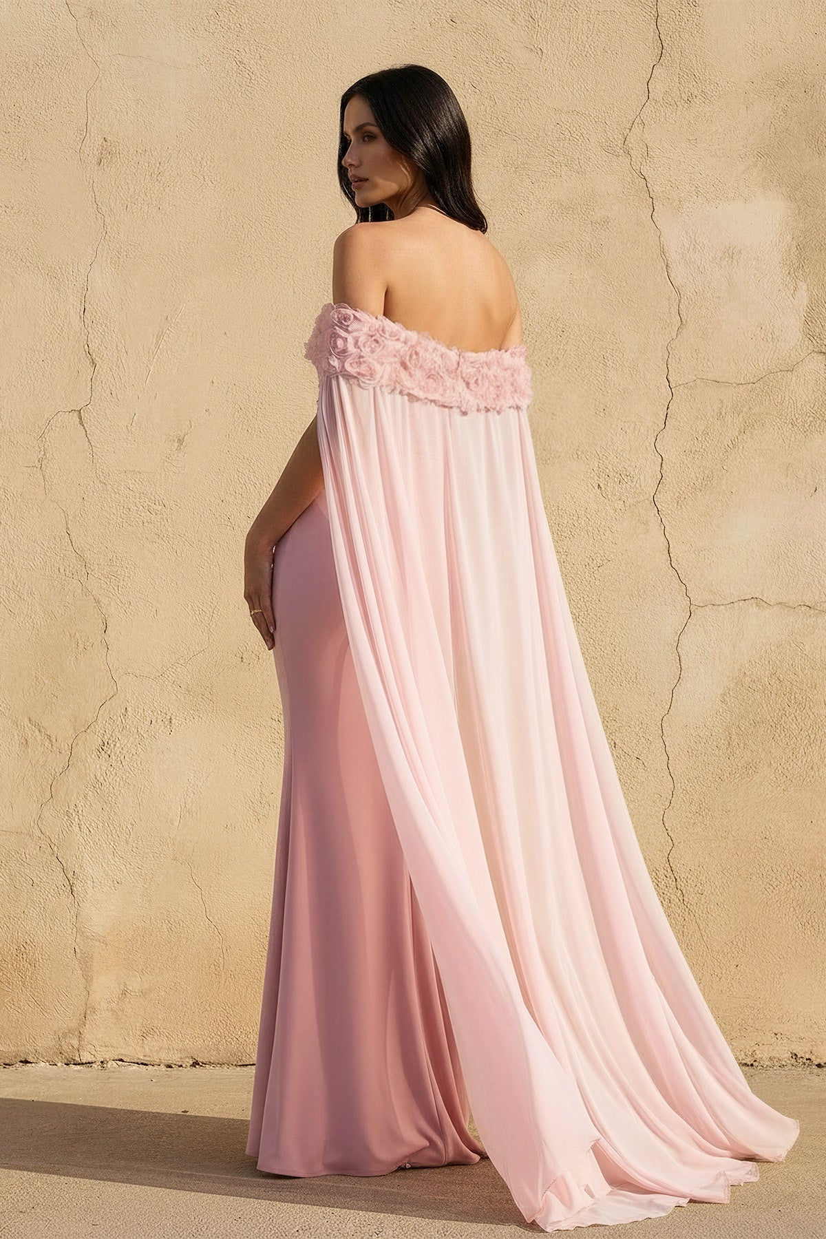 Robe longue rose à épaules dénudées - Harana