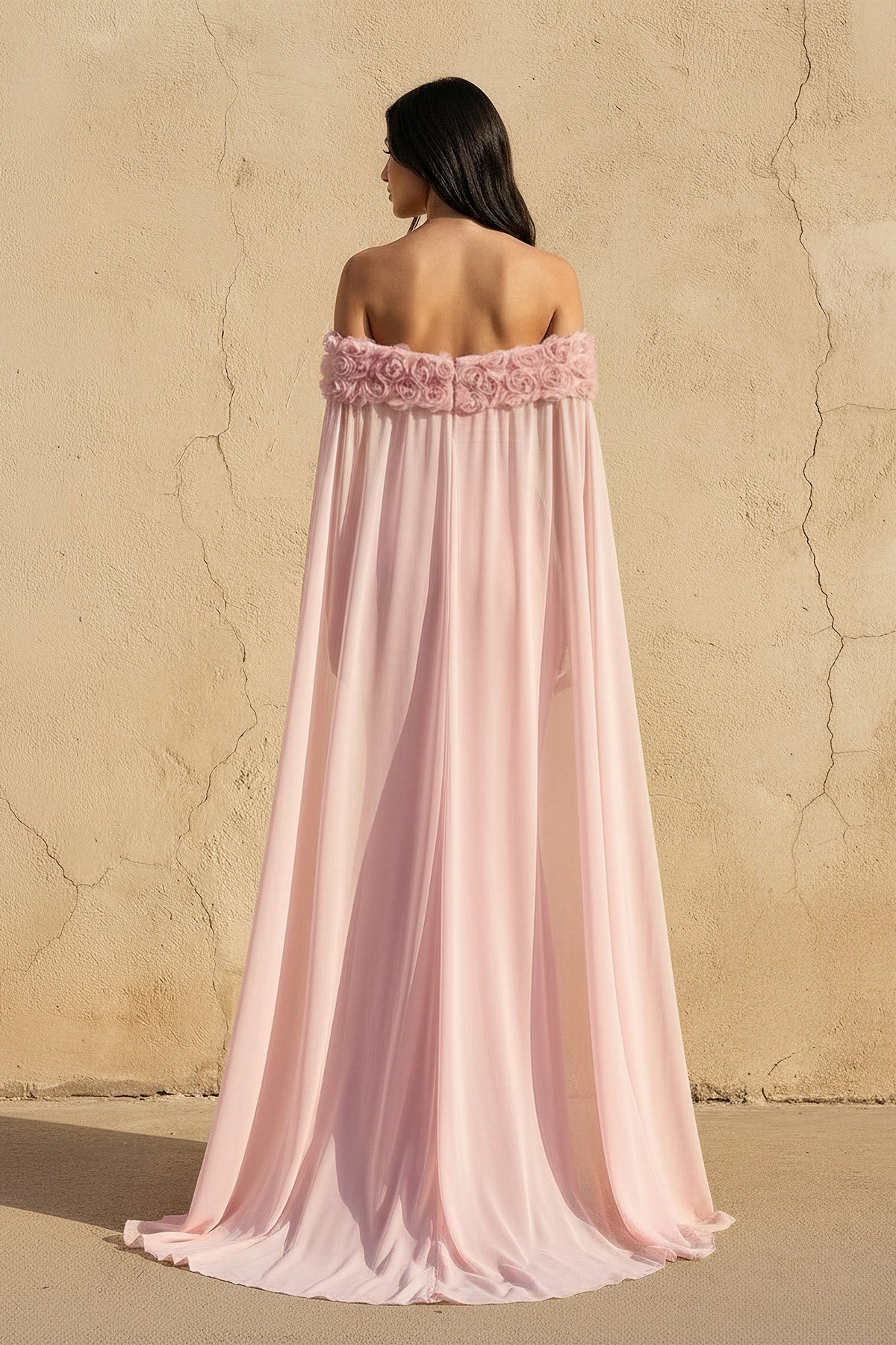 Robe longue rose à épaules dénudées - Harana