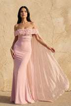 Robe longue rose à épaules dénudées - Harana