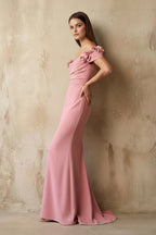 Robe longue rose à épaules dénudées - Harana