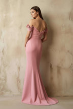 Robe longue rose à épaules dénudées - Harana