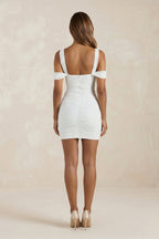 Robe de mariée blanche courte fourreau satinée à corset - Harana
