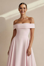 Robe midi à épaules dénudées plissée - Harana