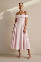 Robe midi à épaules dénudées plissée - Harana
