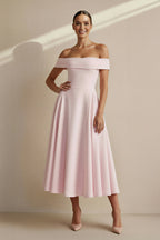 Robe midi à épaules dénudées plissée - Harana