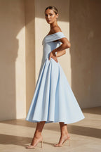 Robe midi à épaules dénudées plissée - Harana