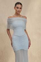 Robe longue à épaules dénudées effet drapé - Harana