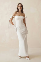 Robe de mariée blanche fourreau satinée - Harana