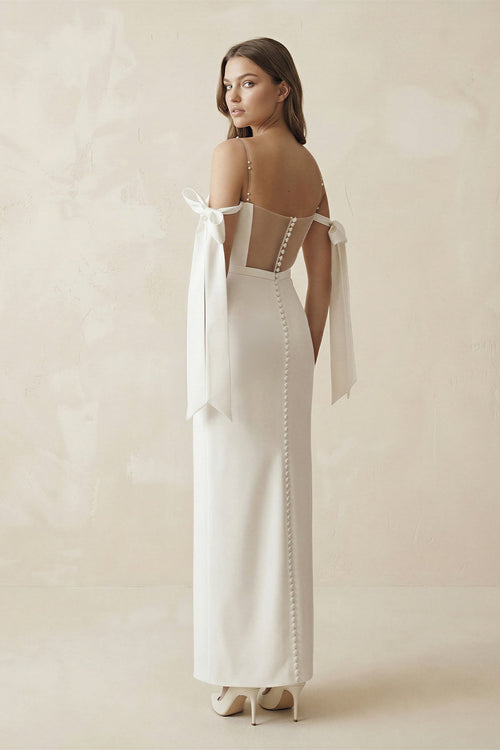 Robe de mariée blanche fourreau satinée - Harana