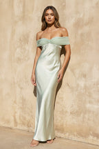 Robe longue mint green à épaules dénudées - Harana