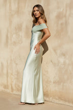 Robe longue mint green à épaules dénudées - Harana