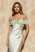Robe longue mint green à épaules dénudées - Harana
