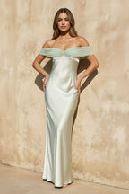 Robe longue mint green à épaules dénudées - Harana
