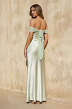 Robe longue mint green à épaules dénudées - Harana