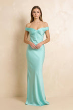 Robe longue aqua à épaules dénudées - Harana