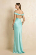 Robe longue aqua à épaules dénudées - Harana