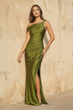 Robe longue olive avec fente - Harana