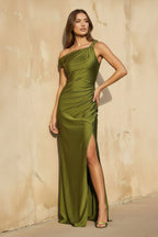Robe longue olive avec fente - Harana