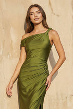 Robe longue olive avec fente - Harana