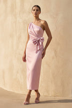 Robe midi rose avec nœud - Harana