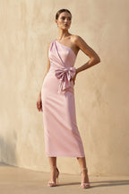Robe midi rose avec nœud - Harana