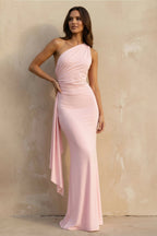 Robe longue rose effet drapé - Harana