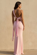 Robe longue rose effet drapé - Harana