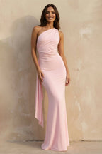 Robe longue rose effet drapé - Harana