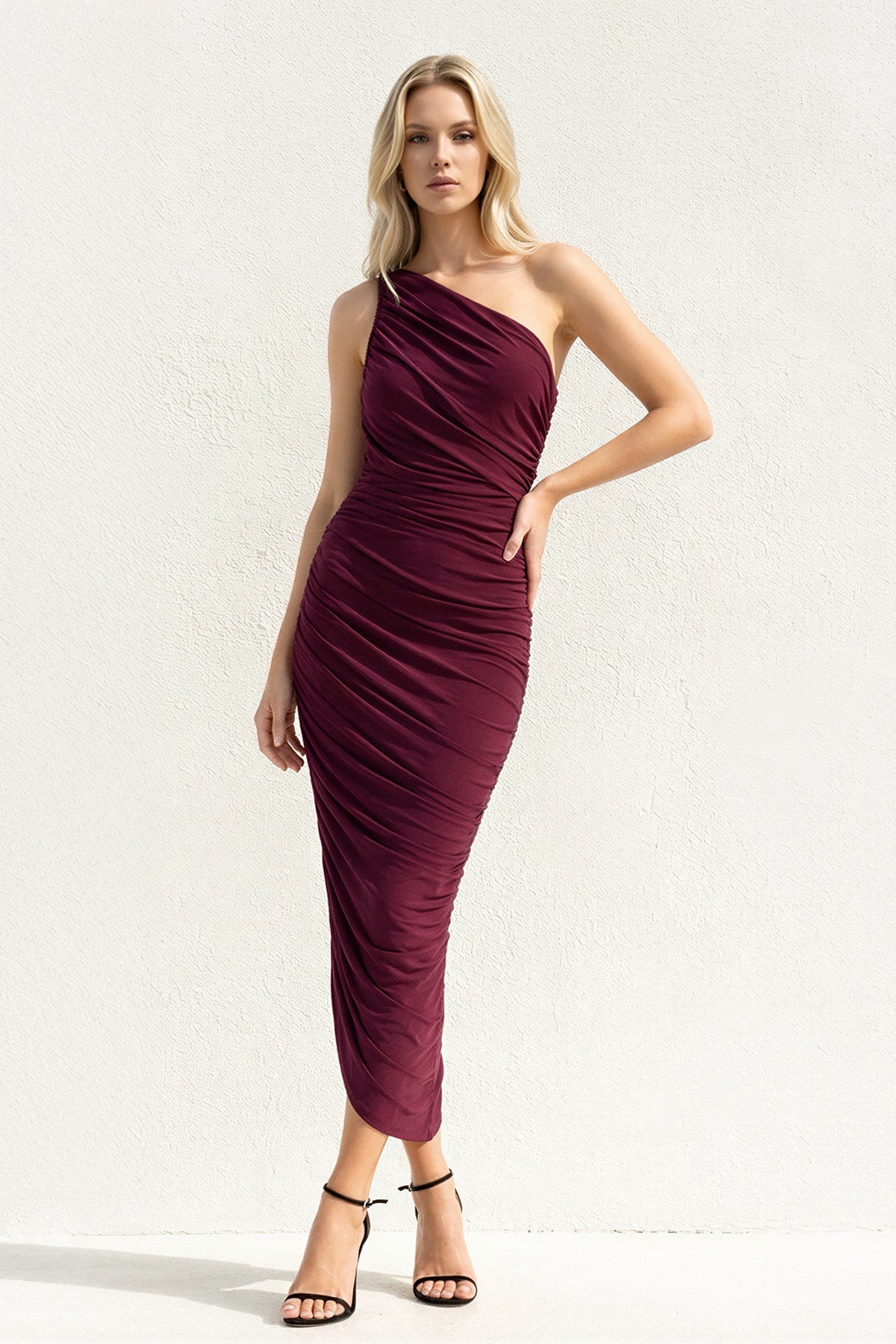 Robe midi effet drapé - Harana