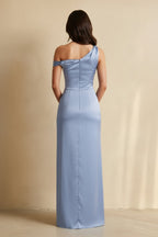 Robe longue steel blue avec fente - Harana