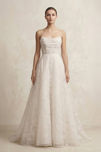 Robe de mariée ivoire longue bustier manches longues sans manches - Harana