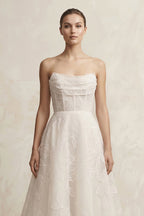 Robe de mariée ivoire longue bustier manches longues sans manches - Harana