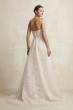 Robe de mariée ivoire longue bustier manches longues sans manches - Harana