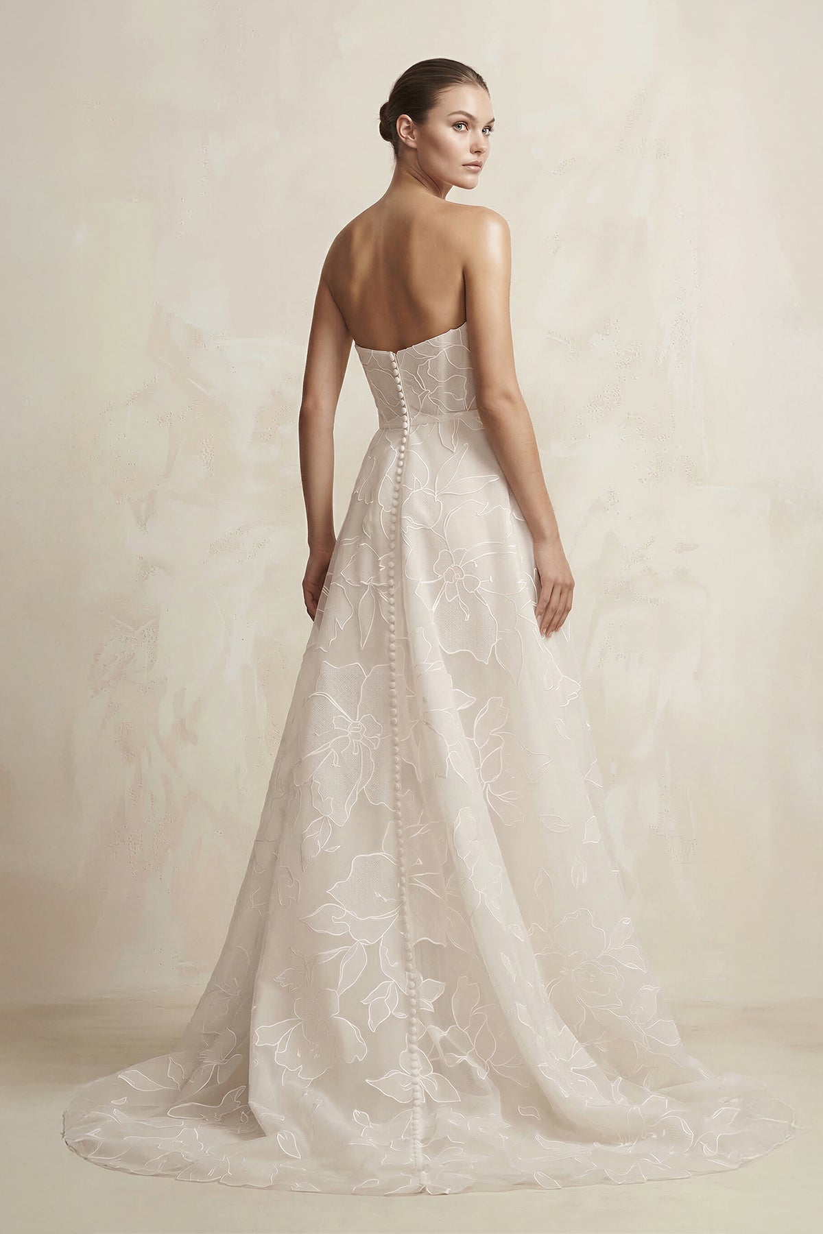 Robe de mariée ivoire longue bustier manches longues sans manches - Harana