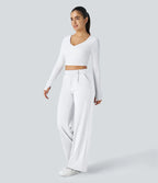 Pantalon blanc taille haute à pinces - Harana