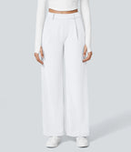 Pantalon blanc jambe large avec poches - Harana