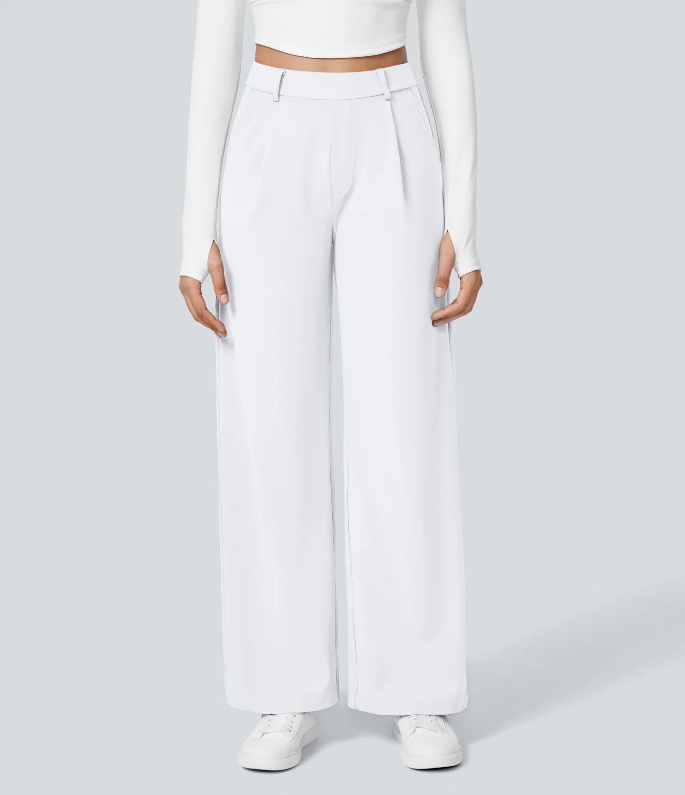 Pantalon blanc jambe large avec poches - Harana