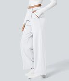 Pantalon blanc coupe droite taille haute - Harana