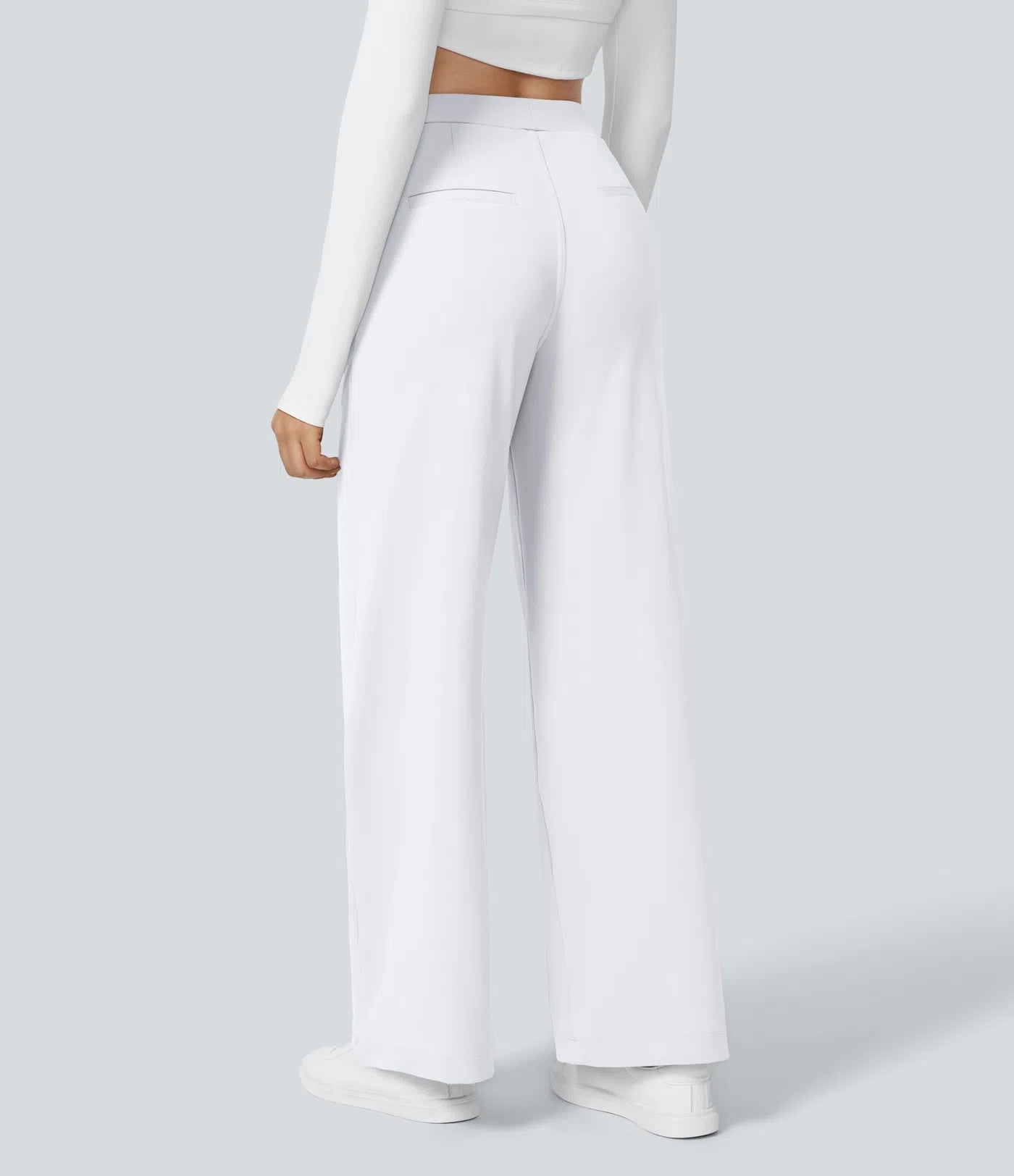Pantalon blanc vue dos coupe droite - Harana